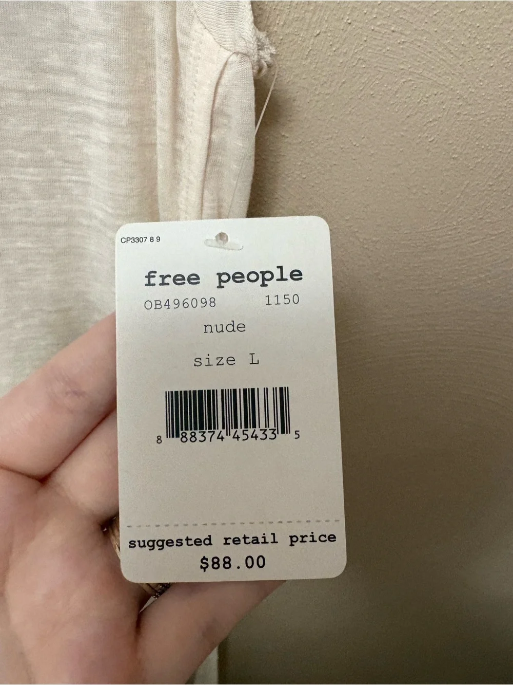 Free People We the Free Daydreamer Side Slit Tunic Nude Size Large NWT New